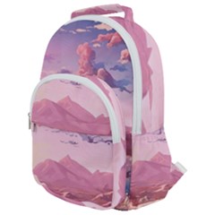 Aesthetic Landscape Vintage Cartoon Rounded Multi Pocket Backpack