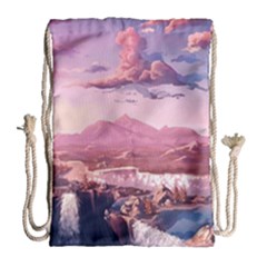 Aesthetic Landscape Vintage Cartoon Drawstring Bag (Large)