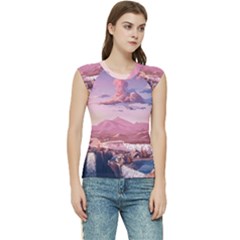 Aesthetic Landscape Vintage Cartoon Women s Raglan Cap Sleeve T-Shirt