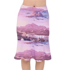 Aesthetic Landscape Vintage Cartoon Short Mermaid Skirt by Sarkoni