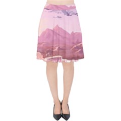 Aesthetic Landscape Vintage Cartoon Velvet High Waist Skirt