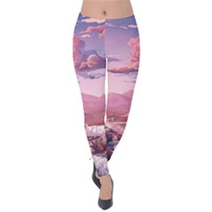 Aesthetic Landscape Vintage Cartoon Velvet Leggings