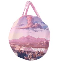 Aesthetic Landscape Vintage Cartoon Giant Round Zipper Tote