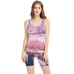 Aesthetic Landscape Vintage Cartoon Women s Wrestling Singlet