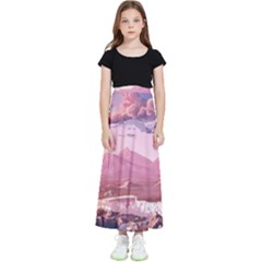 Aesthetic Landscape Vintage Cartoon Kids  Flared Maxi Skirt