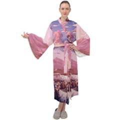 Aesthetic Landscape Vintage Cartoon Maxi Velvet Kimono