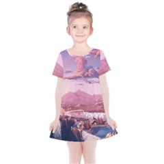 Aesthetic Landscape Vintage Cartoon Kids  Simple Cotton Dress