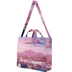 Aesthetic Landscape Vintage Cartoon Square Shoulder Tote Bag