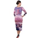 Aesthetic Landscape Vintage Cartoon Quarter Sleeve Midi Velour Bodycon Dress View2