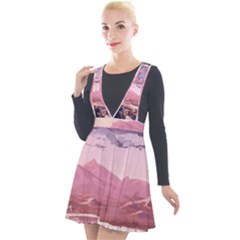 Aesthetic Landscape Vintage Cartoon Plunge Pinafore Velour Dress