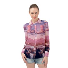 Aesthetic Landscape Vintage Cartoon Long Sleeve Chiffon Shirt