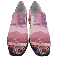 Aesthetic Landscape Vintage Cartoon Women Slip On Heel Loafers