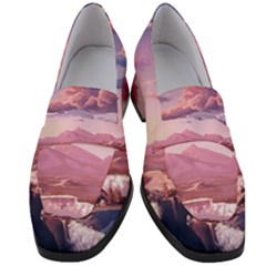 Aesthetic Landscape Vintage Cartoon Women s Chunky Heel Loafers