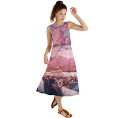 Aesthetic Landscape Vintage Cartoon Summer Maxi Dress