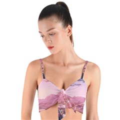 Aesthetic Landscape Vintage Cartoon Woven Tie Front Bralet