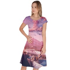 Aesthetic Landscape Vintage Cartoon Classic Short Sleeve Dress