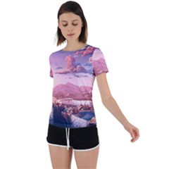 Aesthetic Landscape Vintage Cartoon Back Circle Cutout Sports T-Shirt