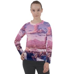 Aesthetic Landscape Vintage Cartoon Women s Long Sleeve Raglan T-Shirt