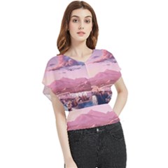 Aesthetic Landscape Vintage Cartoon Butterfly Chiffon Blouse