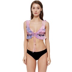 Aesthetic Landscape Vintage Cartoon Low Cut Ruffle Edge Bikini Top by Sarkoni