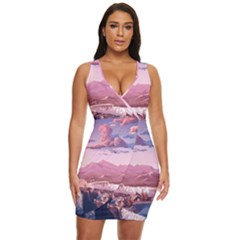 Aesthetic Landscape Vintage Cartoon Draped Bodycon Dress