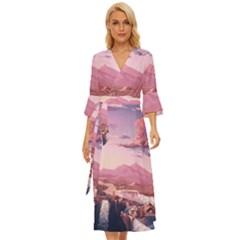 Aesthetic Landscape Vintage Cartoon Midsummer Wrap Dress by Sarkoni