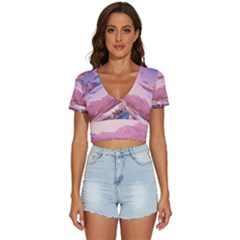 Aesthetic Landscape Vintage Cartoon V-Neck Crop Top