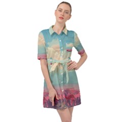 Anime Landscape Belted Shirt Dress by Sarkoni