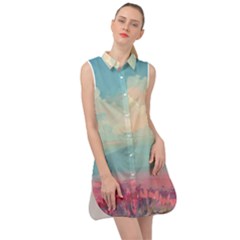 Anime Landscape Sleeveless Shirt Dress by Sarkoni