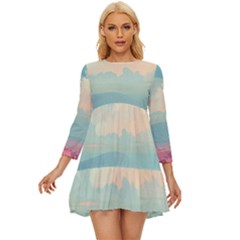 Anime Landscape Long Sleeve Babydoll Dress by Sarkoni