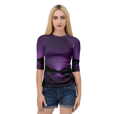 Dark Purple Aesthetic Landscape Quarter Sleeve Raglan T-shirt by Sarkoni