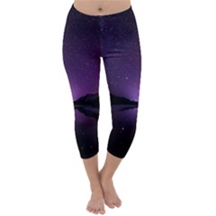 Dark Purple Aesthetic Landscape Capri Winter Leggings  by Sarkoni