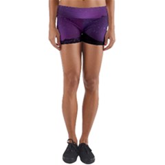 Dark Purple Aesthetic Landscape Yoga Shorts by Sarkoni