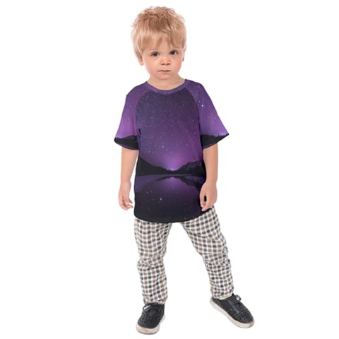 Dark Purple Aesthetic Landscape Kids  Raglan T-shirt by Sarkoni