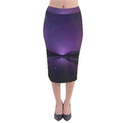 Dark Purple Aesthetic Landscape Velvet Midi Pencil Skirt by Sarkoni