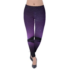 Dark Purple Aesthetic Landscape Velvet Leggings by Sarkoni