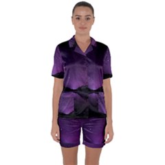 Dark Purple Aesthetic Landscape Satin Short Sleeve Pajamas Set by Sarkoni