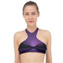 Dark Purple Aesthetic Landscape High Neck Bikini Top View1