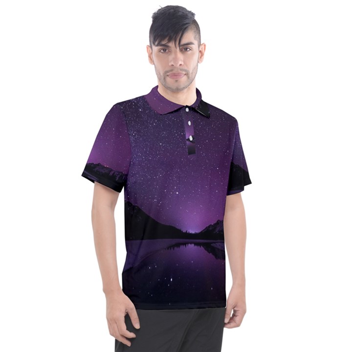 Dark Purple Aesthetic Landscape Men s Polo T-Shirt