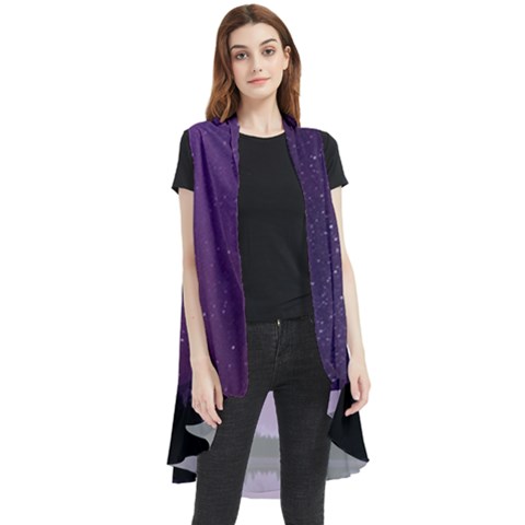 Dark Purple Aesthetic Landscape Sleeveless Chiffon Waistcoat Shirt by Sarkoni