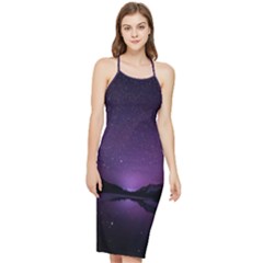 Dark Purple Aesthetic Landscape Bodycon Cross Back Summer Dress by Sarkoni