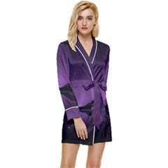 Dark Purple Aesthetic Landscape Long Sleeve Satin Robe by Sarkoni