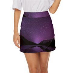 Dark Purple Aesthetic Landscape Mini Front Wrap Skirt by Sarkoni