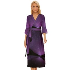 Dark Purple Aesthetic Landscape Midsummer Wrap Dress by Sarkoni