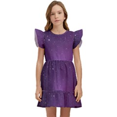 Dark Purple Aesthetic Landscape Kids  Winged Sleeve Dress by Sarkoni