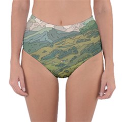 Anime Scenery Drawing Sky Landscape Cloud Cartoon Reversible High-waist Bikini Bottoms by Sarkoni