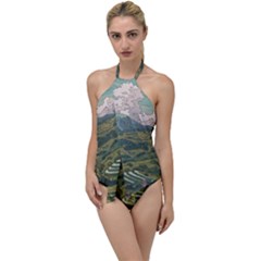 Anime Scenery Drawing Sky Landscape Cloud Cartoon Go With The Flow One Piece Swimsuit by Sarkoni