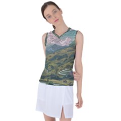 Anime Scenery Drawing Sky Landscape Cloud Cartoon Women s Sleeveless Sports Top by Sarkoni