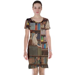 Library Aesthetic Short Sleeve Nightdress by Sarkoni