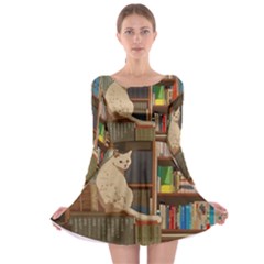 Library Aesthetic Long Sleeve Skater Dress by Sarkoni